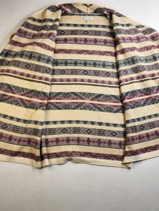 Lucky Brand Aztec Knit Shawl Collar Open Cardigan Sweater Medium M Cotton Blend - Picture 7 of 13